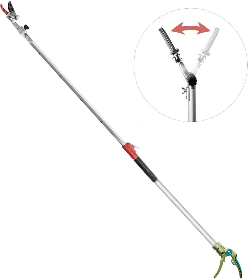 GARTOL Pruner for Garden, Cut Upto 1 Inch & Hold Telescopic Pole Pruner, Fruit Picker with Rotating Blade Head, Lightweight Aluminum Extendable Handle for Tree Branch Cutter, 3.67-5.45 FT, Silver - Image 1